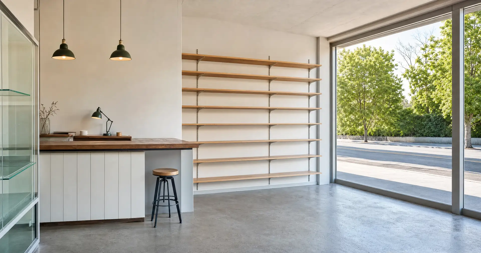 A shop counter with an open till drawer and a card terminal before trading